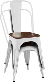 AC Pacific Stackable Metal Dining Chairs Set of 2 for Indoor and Outdoor Use, Durable Stacking Seat, Farmhouse Kitchen - Photo 3