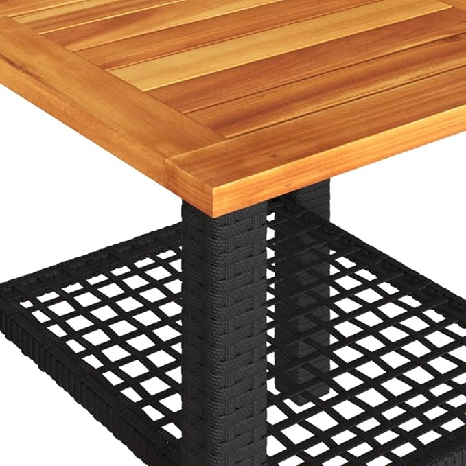 Small Square Garden Table, Outdoor Patio Side Table with Poly Rattan and Steel Frame - Photo 9