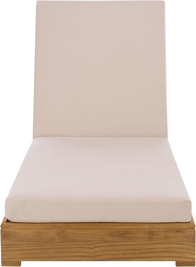 SAFAVIEH Couture Outdoor Patio Furniture Collection - Montford Brazilian Teak Chaise Lounge with Beige Cushions, Adjustable Backrest (CPT1065)