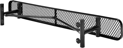 Global Industrial 8'L Heavy Duty Expanded Metal Mesh Flat Bench with Steel Frame, Portable Outdoor Bench, 1000 lbs Capacity, Black, 96" L x 14-1/2"W x 18" H