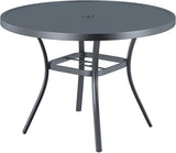 VICLLAX Round Patio Dining Table, 41 inch Metal Outdoor Dining Table with Umbrella Hole for Garden Lawn Balcony Deck - Photo 1