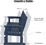 Poly Lumber Patio Glider, Durable HIPS Material, Weather-Resistant Swing Bench for Outdoor Porch Garden (Navy Blue - Photo 7