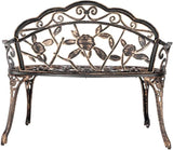 Outdoor Garden Bench, 38.5" Patio Park Garden Outdoor Metal Rose Bench - Photo 4