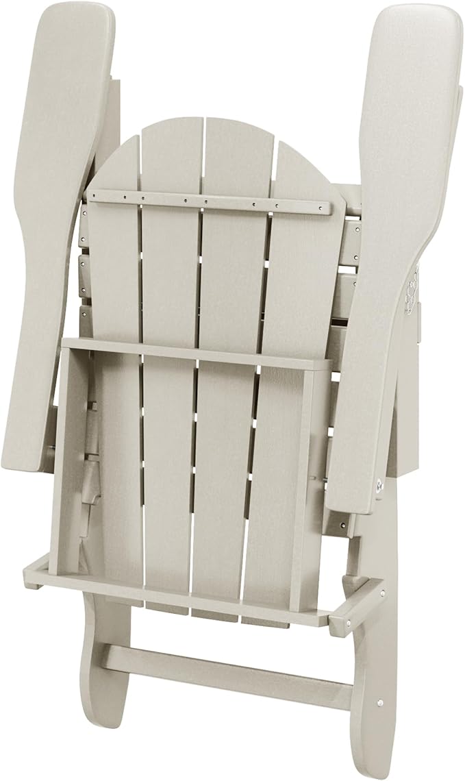 WO WESTIN OUTDOOR HDPE Laguna Outdoor Folding Poly Adirondack Chair (Set of 4), Sand