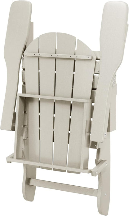 WO WESTIN OUTDOOR HDPE Laguna Outdoor Folding Poly Adirondack Chair (Set of 4), Sand