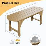 2-Person Backless Bench Indoor & Outdoor Patio Furniture, HIPS Wood Grain Weatherproof Outdoor Bench, No Rot or Fade - Photo 2