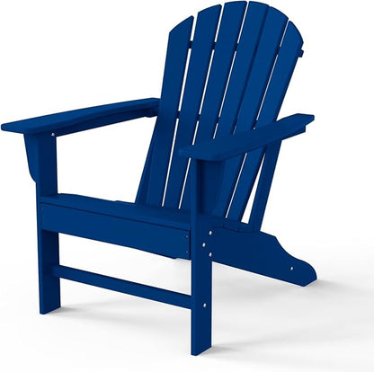 Farmhouse Adirondack Chair Wood Texture, Poly Lumber Patio Chairs, Pre-Assembled Weather Resistant Outdoor Chairs for Pool, Deck, Backyard, Garden, Fire Pit Seating, Navy