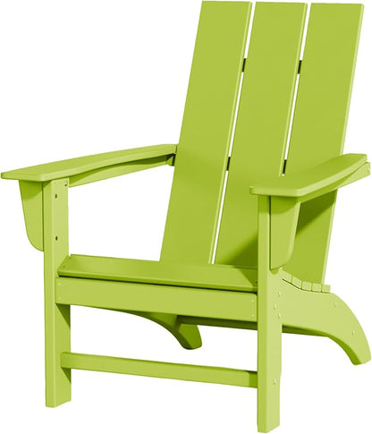 Poly Lumber Adirondack Chair, All-Weather Resistant Outdoor Patio Chairs, Look Like Wood, Pre-Assembled Outdoor Fire Pit Chair for Pool, Deck, Backyard, Garden, Lime