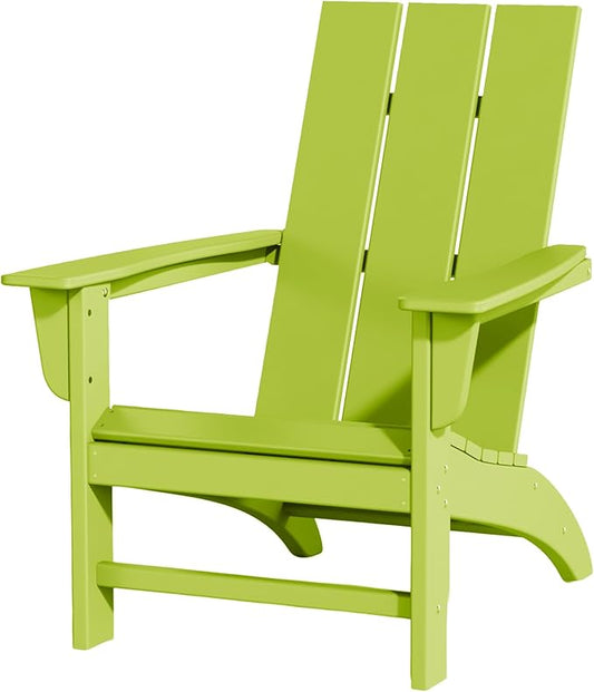 Poly Lumber Adirondack Chair, All-Weather Resistant Outdoor Patio Chairs, Look Like Wood, Pre-Assembled Outdoor Fire Pit Chair for Pool, Deck, Backyard, Garden, Lime