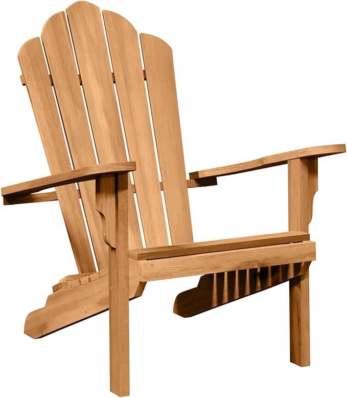 Set of 2 Adirondack Chairs, Solid Teak Wood Outdoor Patio Furniture for Garden, Backyard, Deck, Weather-Resistant Ergonomic Reclining Chairs, Brown
