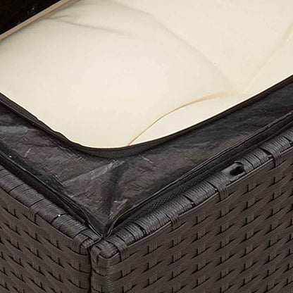 Modular Outdoor Garden Sofa with Removable Zippered Cover, Black and Cream White Woven Texture, Powder-Coated Metal Frame for Patio Balcony