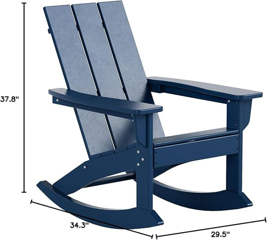 WO WESTIN OUTDOOR HDPE Shoreside Modern Rocking Poly Adirondack Chair,Navy Blue