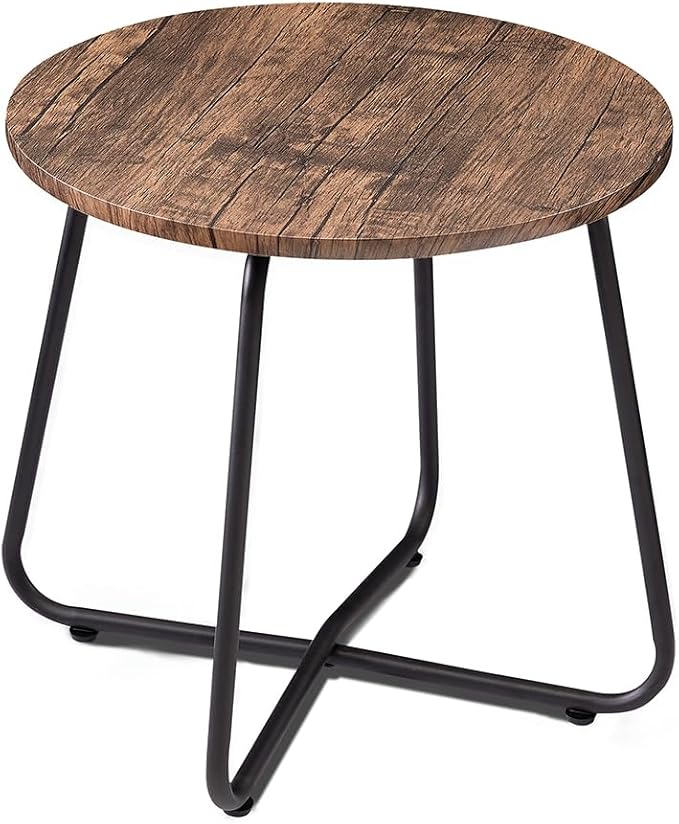VECELO 17.7 inch Small Round Outdoor Side Table, Patio End Table - Photo 1