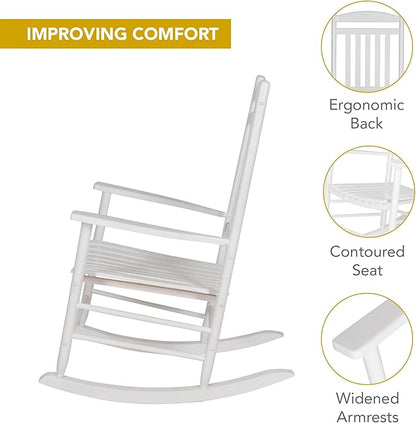 Shine Company Set of 2 Maine Wood Rocking Chairs, 2-Pack, White
