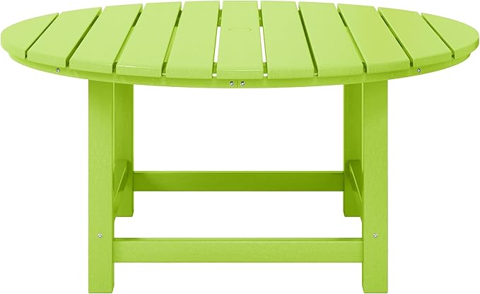 WestinTrends Dylan 5-Piece Outdoor Patio HDPE Adirondack Chair with Round Coffee Table Conversation Set, Lime