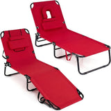COSTWAY Tanning Chair with Face Hole, Pillows & Adjustable Backrest, Portable with Carrying Bag - Photo 1