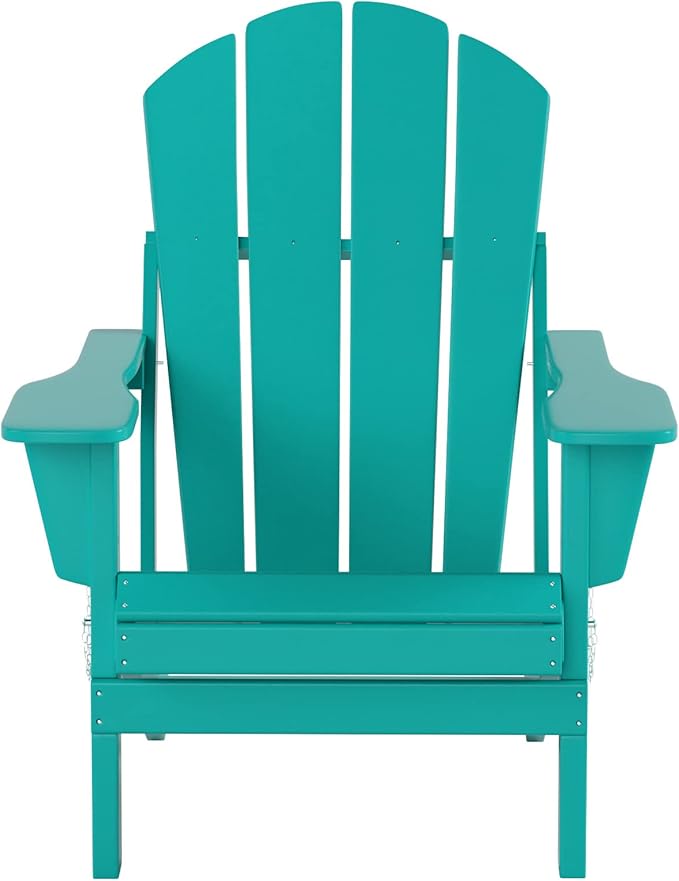 WO Home Furniture Adirondack Chairs Table Set of 3 PCS Outdoor Folding Chairs Coffee Table Weather/UV Resistant for Lawn - Photo 3