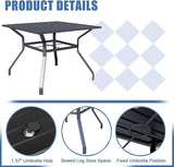 37" x 37" Patio Dining Table, Outdoor Square Bistro Metal Table with Steel Slat Table Top for Porch Deck Garden - Photo 4