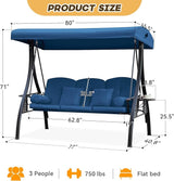 3 in 1 Outdoor Porch Swing with Adjustable Canopy, 3 Seat Outdoor Swing for Adults - Photo 8