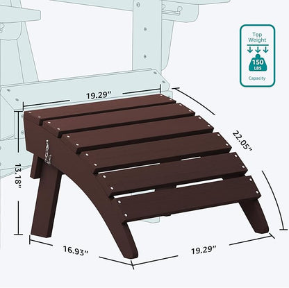 SERWALL Folding Adirondack Chair Footrest, Adirondack Ottomans Without Assembly, Coffee