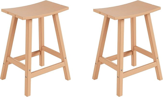 WestinTrends Malibu 2 Piece Set of 29 Height Outdoor/Patio Saddle bar stools, Teak