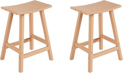 WestinTrends Malibu 2 Piece Set of 24 Height Outdoor/Patio Saddle bar stools, Teak
