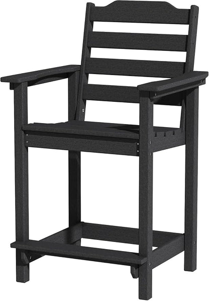 Tall Adirondack Chair, All Weather Resistant Adirondack Bar Stools for Patio, Lawn, Garden, Swimming Pool, Modern Adirondack Chair, (1 PC, Black)
