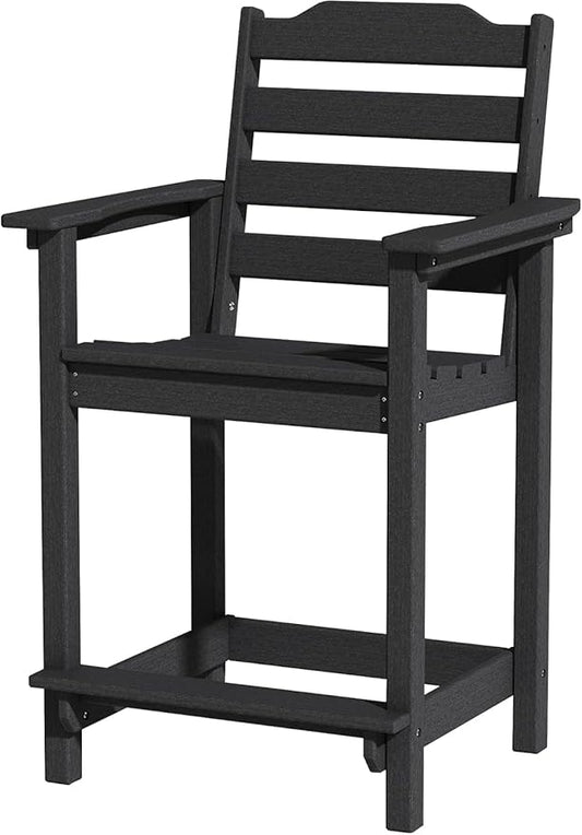 Tall Adirondack Chair, All Weather Resistant Adirondack Bar Stools for Patio, Lawn, Garden, Swimming Pool, Modern Adirondack Chair, (1 PC, Black)