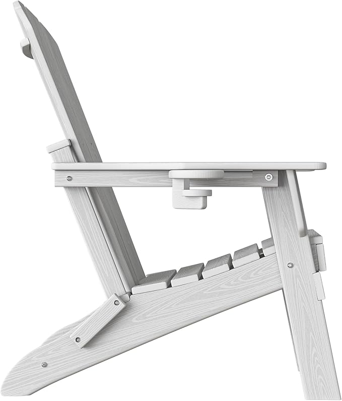 Plawdlik Folding Adirondack Chair Set of 6 with Cup Holder, Wooden Textured - Photo 8