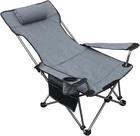 Generic Lounge Chair Adjustable Position Folding Camping Cot, Outdoor Lounger Folding Zero Gravity Outdoor Recliner Patio Lounge Chair Headrest