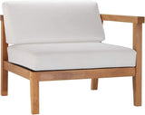 Modway Bayport Outdoor Patio Teak Wood Right-Arm Chair in Natural White - Photo 3