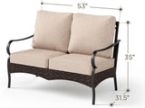PHI VILLA Wicker & Metal Outdoor 2-Seat Patio Couch, Patio Sofa Loveseat with Deep Seating for Front Porch, Deck - Photo 2