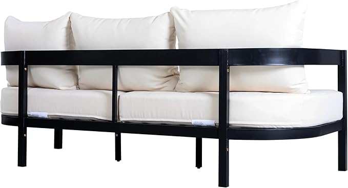 Merax 75.8" Modern Curved Outdoor Aluminum 3-Seater Sofa - Photo 4