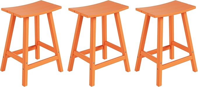 WestinTrends Malibu Malibu 24 Inch Counter High Saddle Stools (Set of 3), Orange