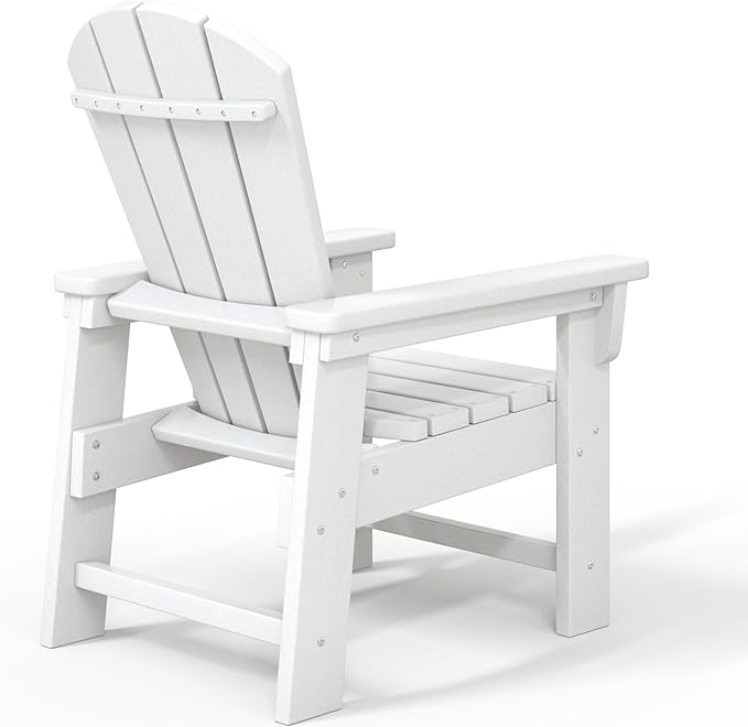 WestinTrends Malibu Kids Outdoor HDPE Adirondack Plastic Patio Chair, White