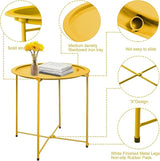 Garden 4 you Small Side Table, Round End Table, Outdoor Side Table with Metal Frame, Bedside Table for Living Room - Photo 6