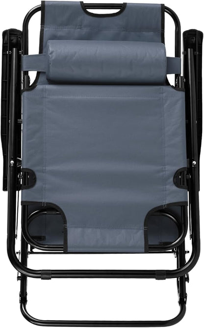 Outdoor Folding Chaise Lounge Chair, Patio Sun Lounger Reclining Beach Chair Sun Patio Pool Lawn Recliner Chair (Gray)