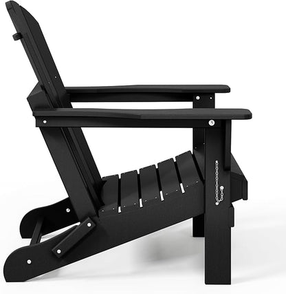 WO WESTIN OUTDOOR HDPE Laguna Outdoor Folding Poly Adirondack Chair, Black