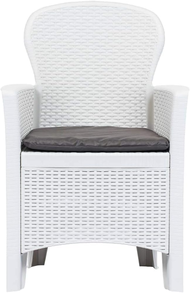 Balcony Furniture Outdoor Wicker Chair Patio Chairs for Patio, Porch, Backyard, Balcony, Poolside and Garden Patio Chairs 2 pcs with Cushion White Plastic Rattan Look