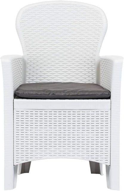 Balcony Furniture Outdoor Wicker Chair Patio Chairs for Patio, Porch, Backyard, Balcony, Poolside and Garden Patio Chairs 2 pcs with Cushion White Plastic Rattan Look