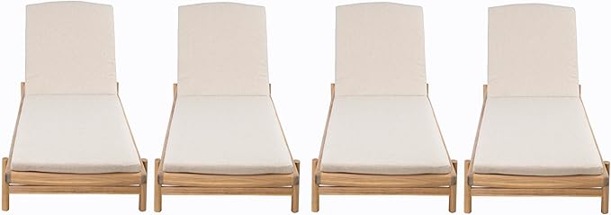 Christopher Knight Home Brolen Acacia Wood Chaise Lounge Chair Outdoor Set of 4 - Photo 4