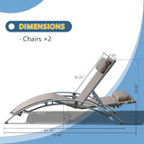 Domi Pool Lounge Chairs Set of 2, Aluminum Adjustable Outdoor Chaise Lounge - Photo 2