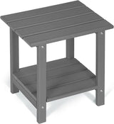 2 Tier Outdoor Side Table with Wood-Like Grain, 16.6" HDPE Adirondack Table Patio Side Table - Photo 1