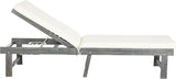 SAFAVIEH Outdoor Collection Inglewood Ash Grey Solid Wood/Beige Cushion Adjustable Chaise Lounge Chair (PAT6723D) - Photo 1