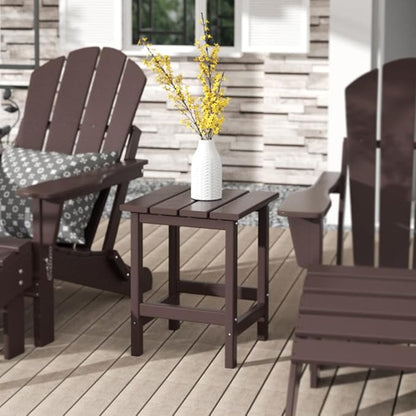Costaelm Square Outdoor Side Tables, Adirondack Patio Tables for Outside, HDPE Patio End Table Weather Resistant, Balcony Table for Pool, Seaside, Backyard, Porch, Indoor Companion, Dark Brown