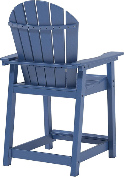 Tall Adirondack Chairs Set of 2, Outdoor Bar Height Chair for Patio, Heavy-Duty Tall Adirondack Chair, Weatherproof HDPE Chairs for Deck, Poolside, Navy Blue