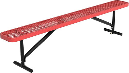 Park Benches for Outside, 8 ft Metal Porch Bench Furniture Patio Seating, Commercial Expanded Metal Mesh Bench for Outdoor, Lawn, Backyard, Park, Deck, Garden, Patio, School (Red, 8FT)