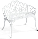 Outdoor Bench, Cast Aluminum Double Seating with Backrest and Armrests, Mental Outdoor Furniture for Patio, Porch - Photo 1