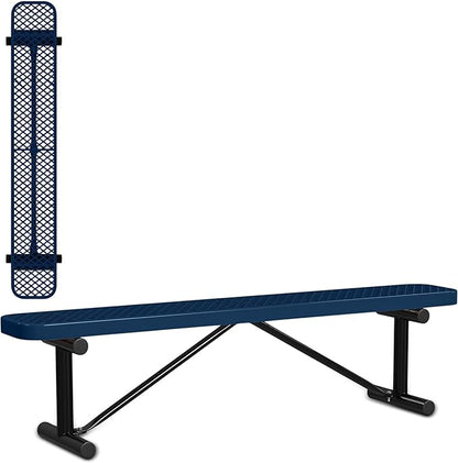 Leisure Craft Metal Outdoor Bench - 6 Foot Heavy Duty Backless Bench Seating for Garden, Porch, Picnic, Park, Expanded Metal, Thermoplastic Coating, Commercial Grade Furniture Made in USA - Navy