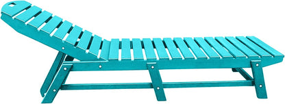 Phat Tommy Outdoor Pool Chaise Lounge, Heavy-Duty Beach Lounger - Folding, HDPE, Recycled Poly Furniture - Reclining Lounge Chair for Patio, Deck, Beach, Cabana, or Poolside, Teal